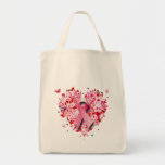 HEARTS, BUTTERFLIES AND PINK RIBBON TOTE BAG