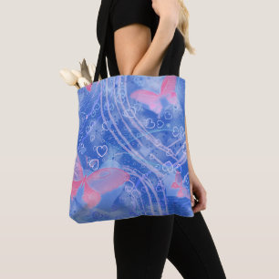 Hearts & Butterfly - All Over Print Tote Bag