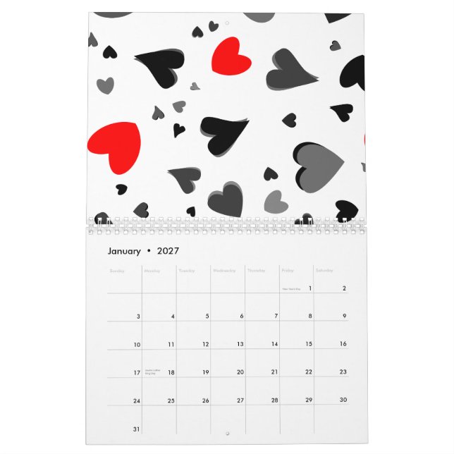Hearts Calendar (Jan 2027)