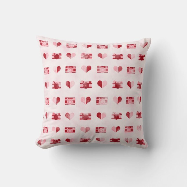"Hearts & Cameras" Pillow (Front)
