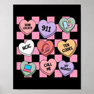 Hearts Candy Valentine's Day 911 Dispatcher ,  Poster