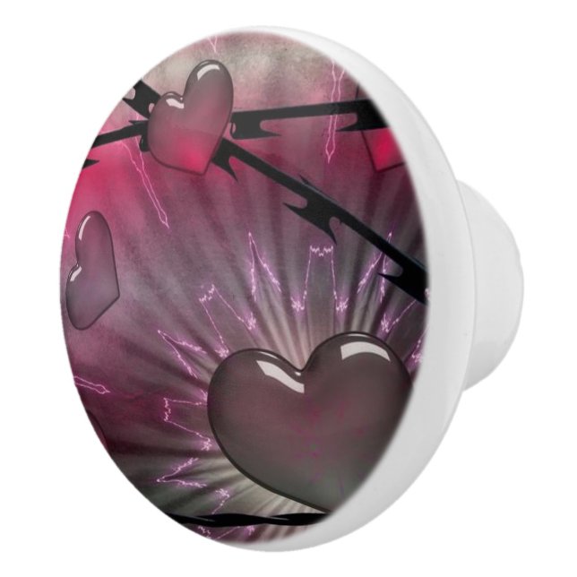 Hearts Ceramic Knob (Right)