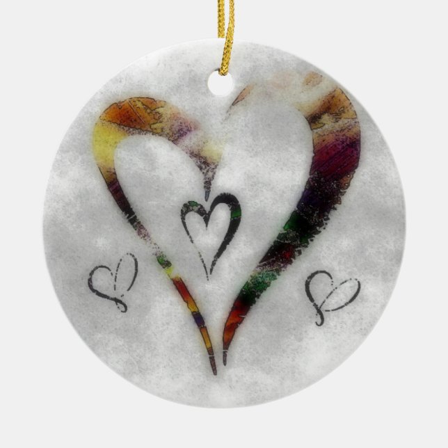 Hearts Ceramic Ornament (Front)
