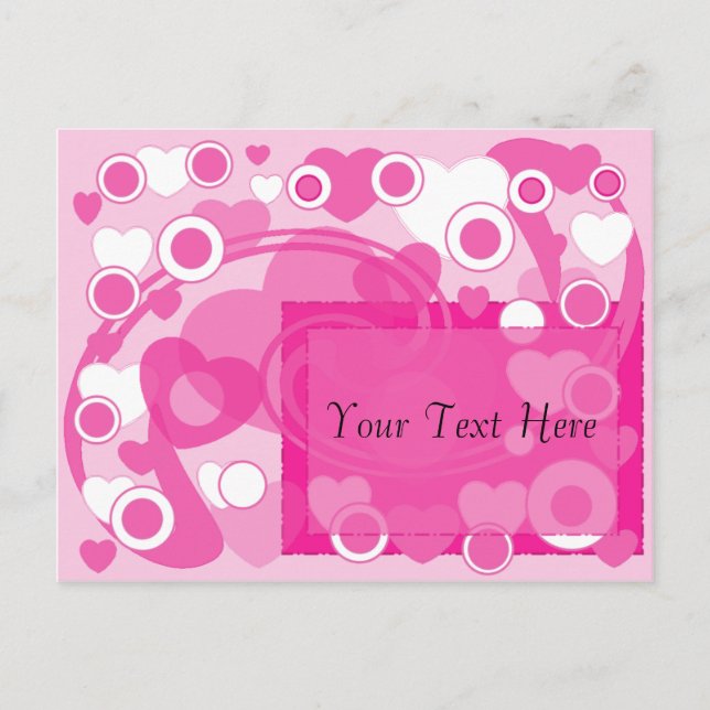 Hearts Circles Pinks Save the Date Announcement Postcard (Front)