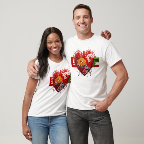 Hearts collection Mechanical heart With Love T_Shirt