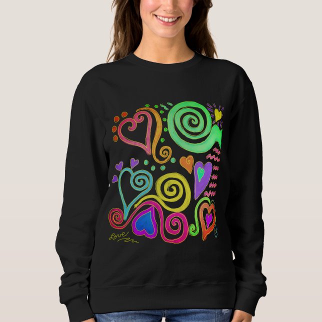 Hearts Colorful Abstract Art to Wear Sweatshirt (Front)