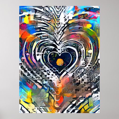 Hearts  Colorful Abstract  Poster