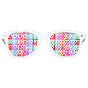 Hearts Colorful Multicolor Pattern Retro Sunglasses