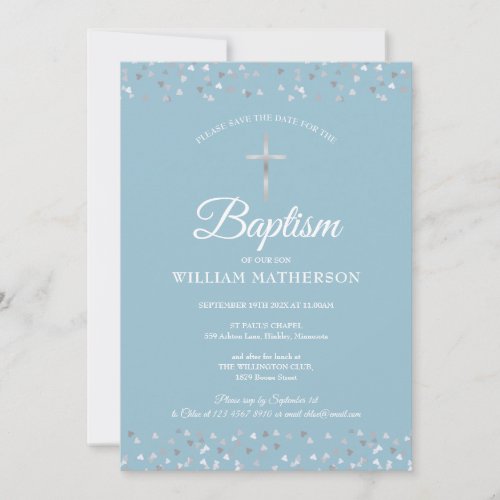 Hearts Confetti Baptism Christening Save The Date