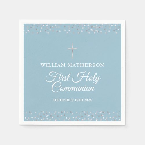 Hearts Confetti First Holy Communion Napkins
