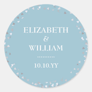 Hearts Confetti Wedding Classic Round Sticker