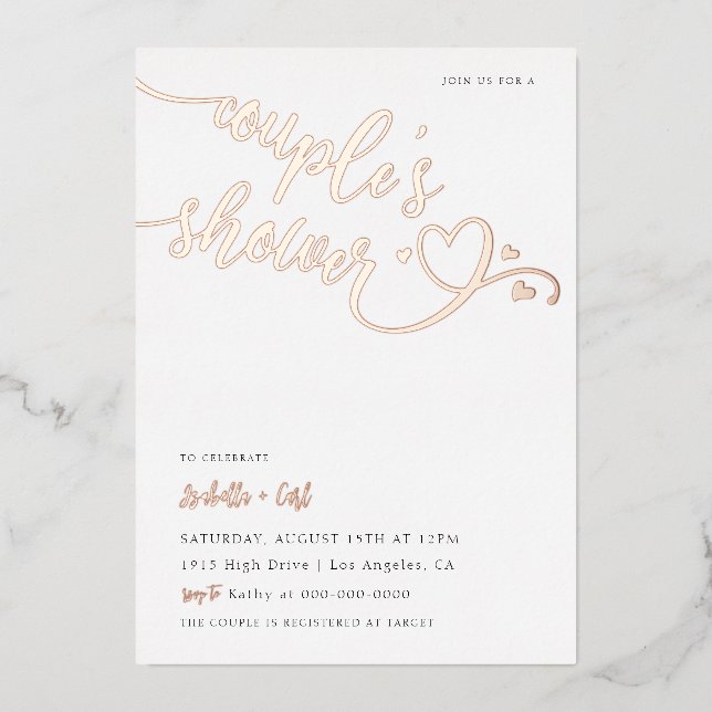 Hearts Couple's Shower Foil Invitation (Front)