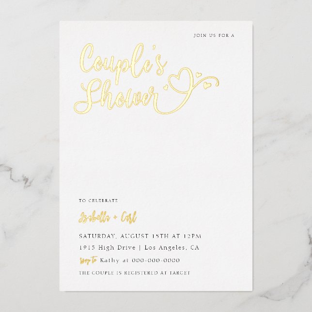 Hearts Couple's Shower Foil Invitation (Front)