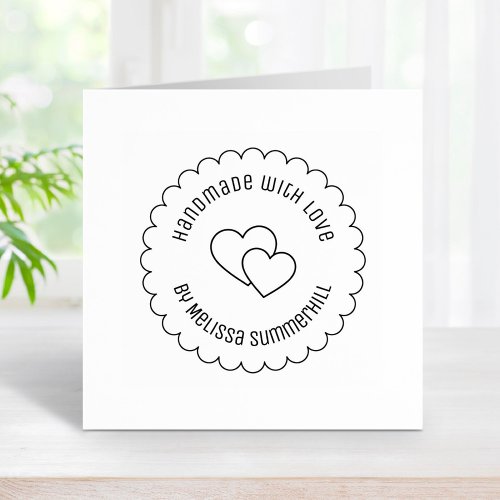 Hearts Craft Handmade with Love Scalloped Rubber Stamp
