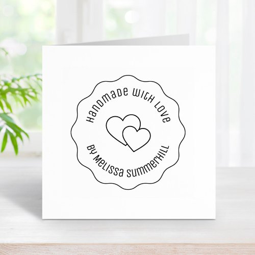 Hearts Craft Handmade with Love Wavy Rubber Stamp