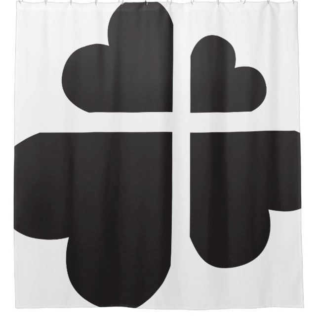 hearts cross - black shower curtain (Front)