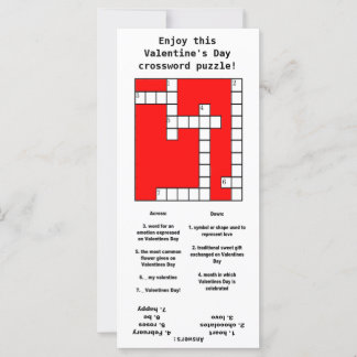 Hearts Crossword Puzzle Kids Valentines Day Cards
