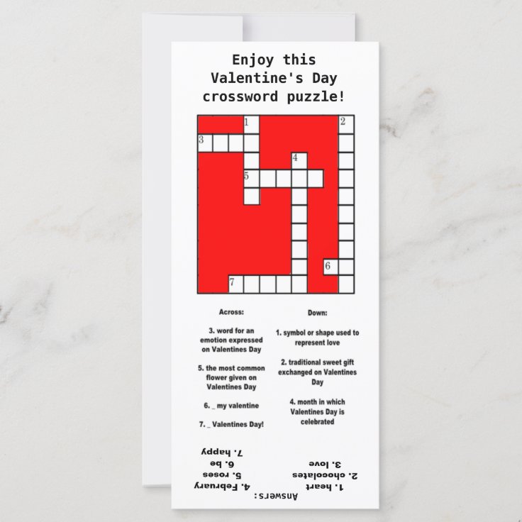 Hearts Crossword Puzzle Kids Valentines Day Cards Zazzle