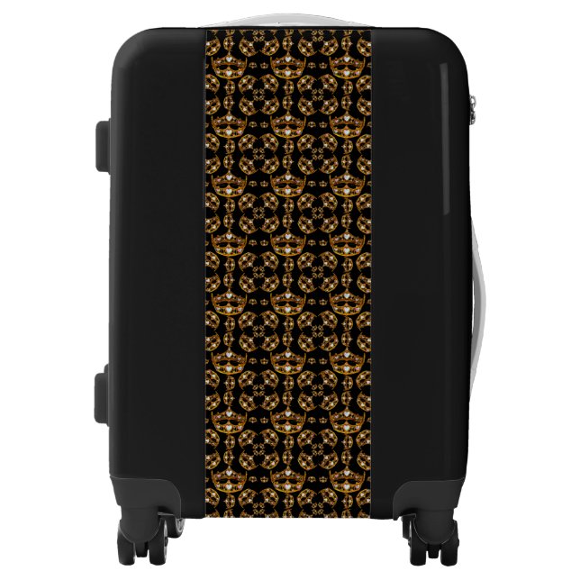 hearts crowns & tiaras black carry on luggage (Front)
