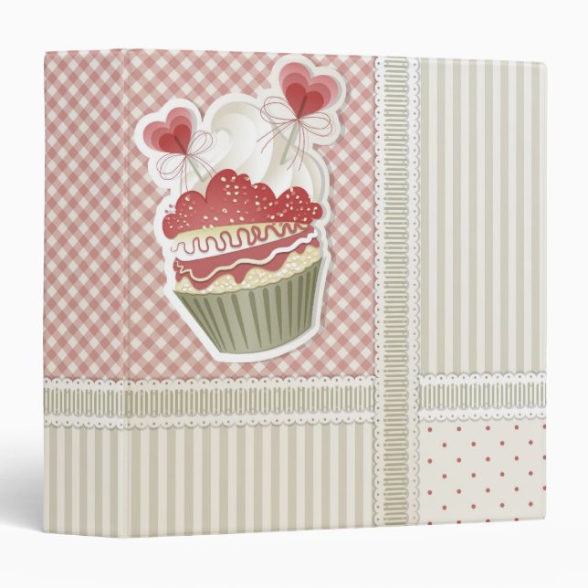 Hearts Cupcake Recipe Binder (Front/Spine)