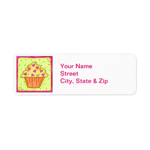 Hearts Cupcake Return Address Label