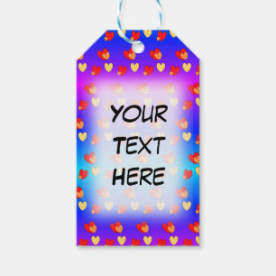 Hearts Cust. BG Color & Text Gift Tags