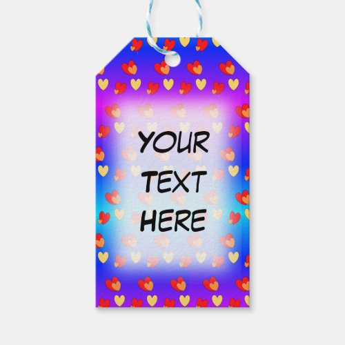 Hearts Cust BG Color  Text Gift Tags