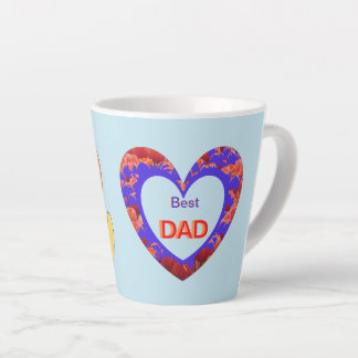 Hearts Cust. Text BEST DAD Latte Mug