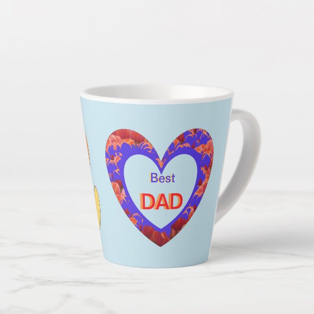 Hearts Cust. Text BEST DAD Latte Mug (Right Angle)
