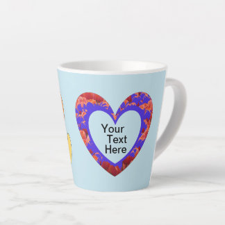 Hearts Cust. Text & BG Color Latte Mug