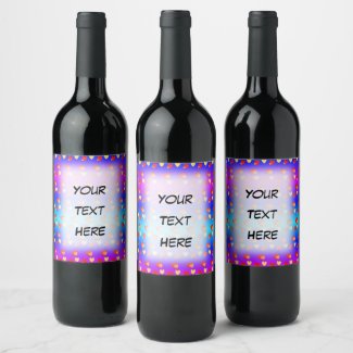 Hearts Cust. Text Wine Labels