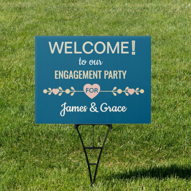 Hearts! Custom Engagement party welcome sign (Insitu)