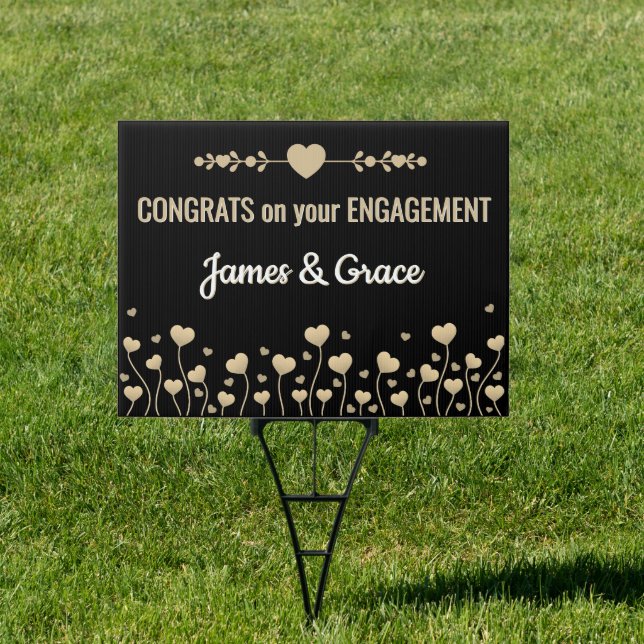 Hearts! Custom Engagement party yard sign (Insitu)