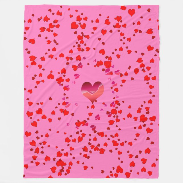 "Hearts" Custom Fleece Blanket, 60"x80" (Front)