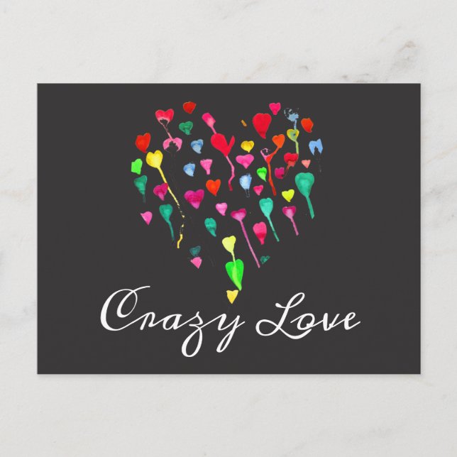 Hearts cute colorful whimsical heart art postcard (Front)