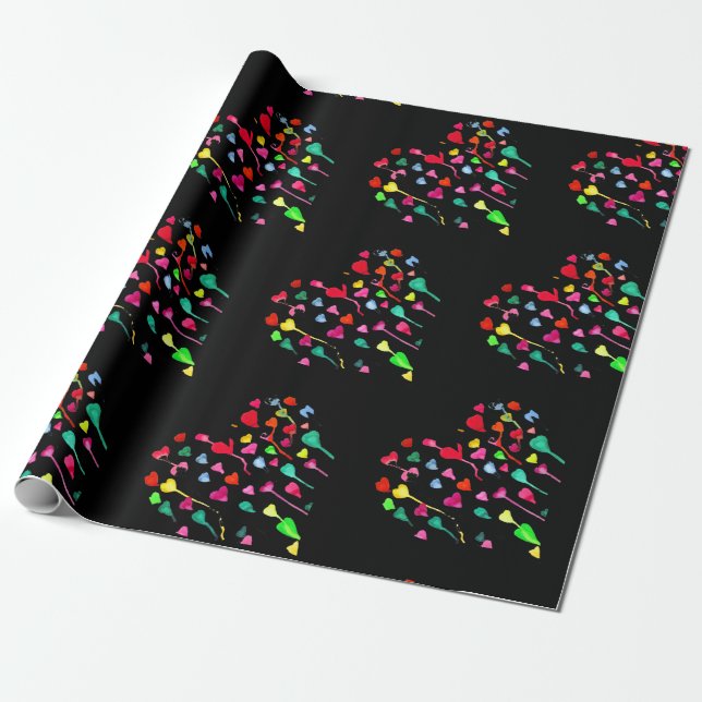 Hearts cute colorful whimsical heart art wrapping paper (Unrolled)