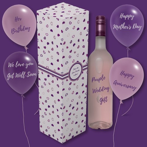Hearts _ Dark Purple on Light Violet Wine Box