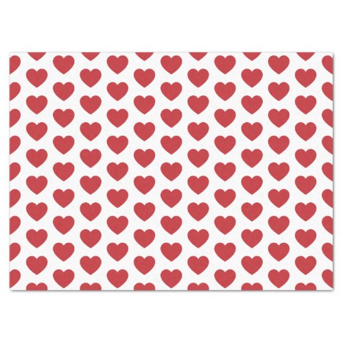 Hearts Dark Red on White Tissue Paper