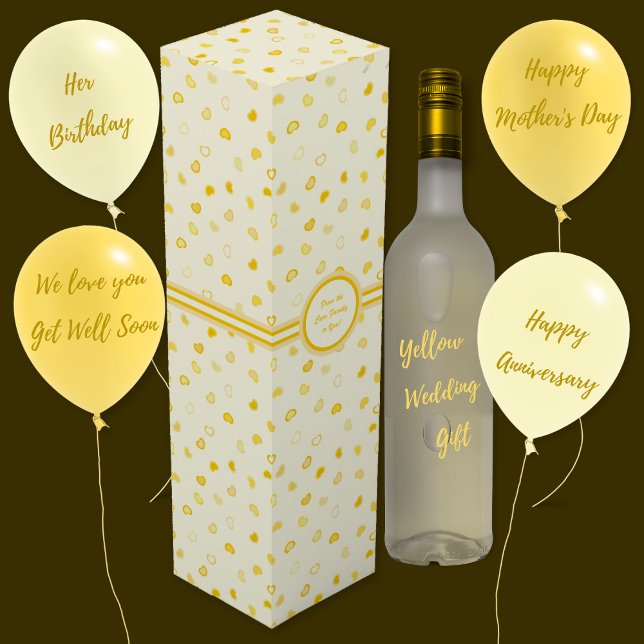 Hearts - Dark Yellow on Light Yellow Wine Box (Hearts - Dark Yellow on Light Yellow Wine Box by Leapfroglisics Shop)