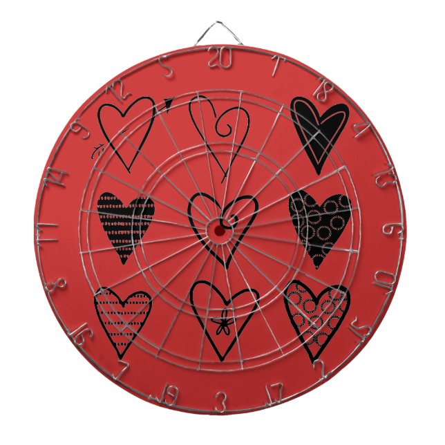 Hearts Dartboard With Darts (Front)