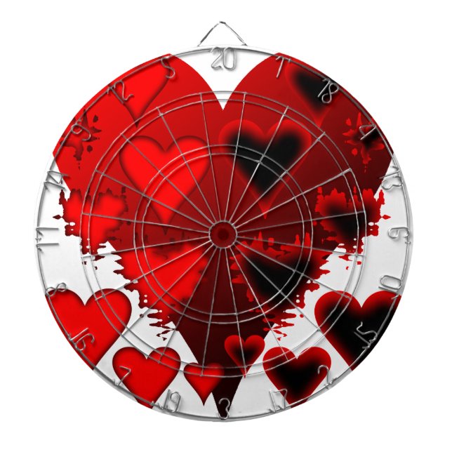 Hearts Dartboard With Darts (Front)