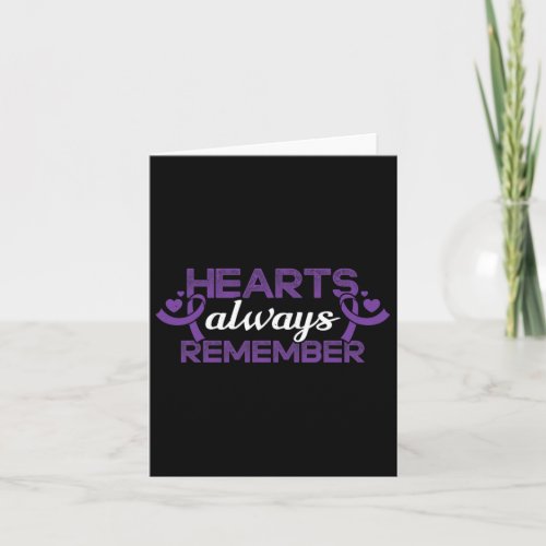 Hearts Dementia Purple Ribbon Awareness Support  Card