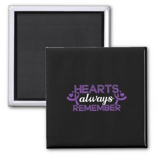 Hearts Dementia Purple Ribbon Awareness Support  Magnet