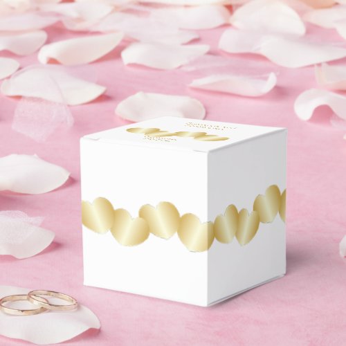 Hearts Design Gold Coloured Wedding Favor Boxes