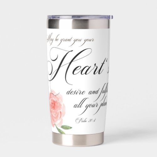 Hearts desire pink rose  insulated tumbler