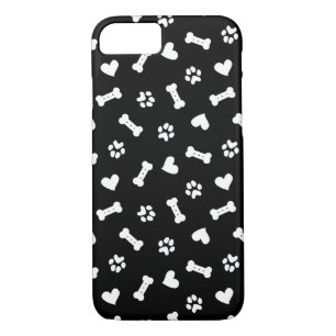 Hearts Dog Paws And Bones Black    iPhone 8/7 Case
