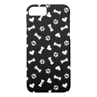 Hearts Dog Paws And Bones Black    iPhone 8/7 Case