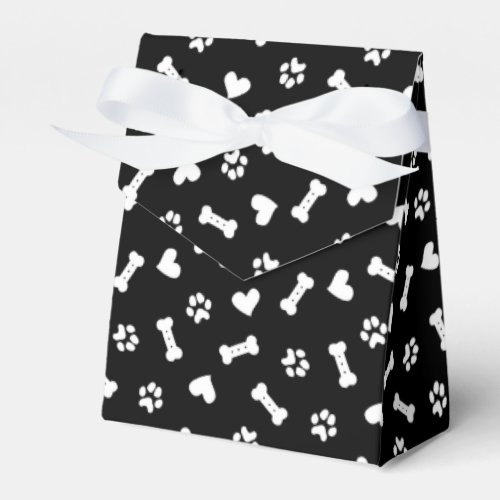 Hearts Dog Paws And Bones Black  Favor Boxes