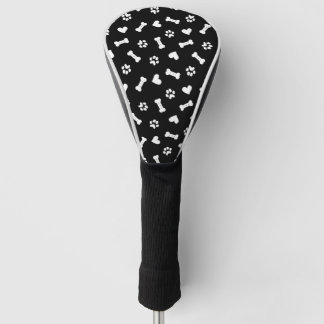 Hearts Dog Paws And Bones Black Golf Head Cover