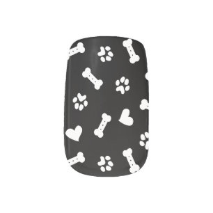 Hearts Dog Paws And Bones Black Minx Nail Art